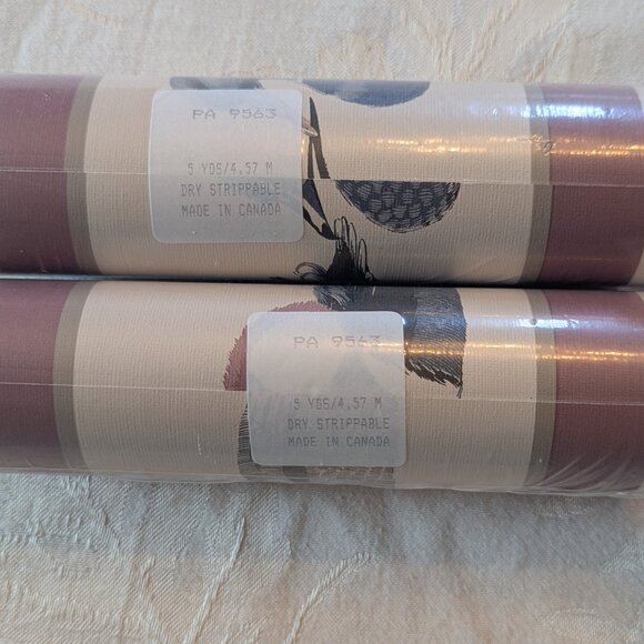 VTG Duck Wallpaper Border 3 Rolls 15yd Mallard Red Cream Canada Dry Strippable - Picture 2 of 7